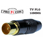 TV PLG 10MMG Pro.fi.con male golden plug TV 9.5mm, άριστης ποιότητας επίχρυσο μεταλλικό αρσενικό ίσιο φις PAL καλωδίου